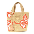 Prada Raffia Floral Small Logo Tote Naturale Arancio Naturale Arancio