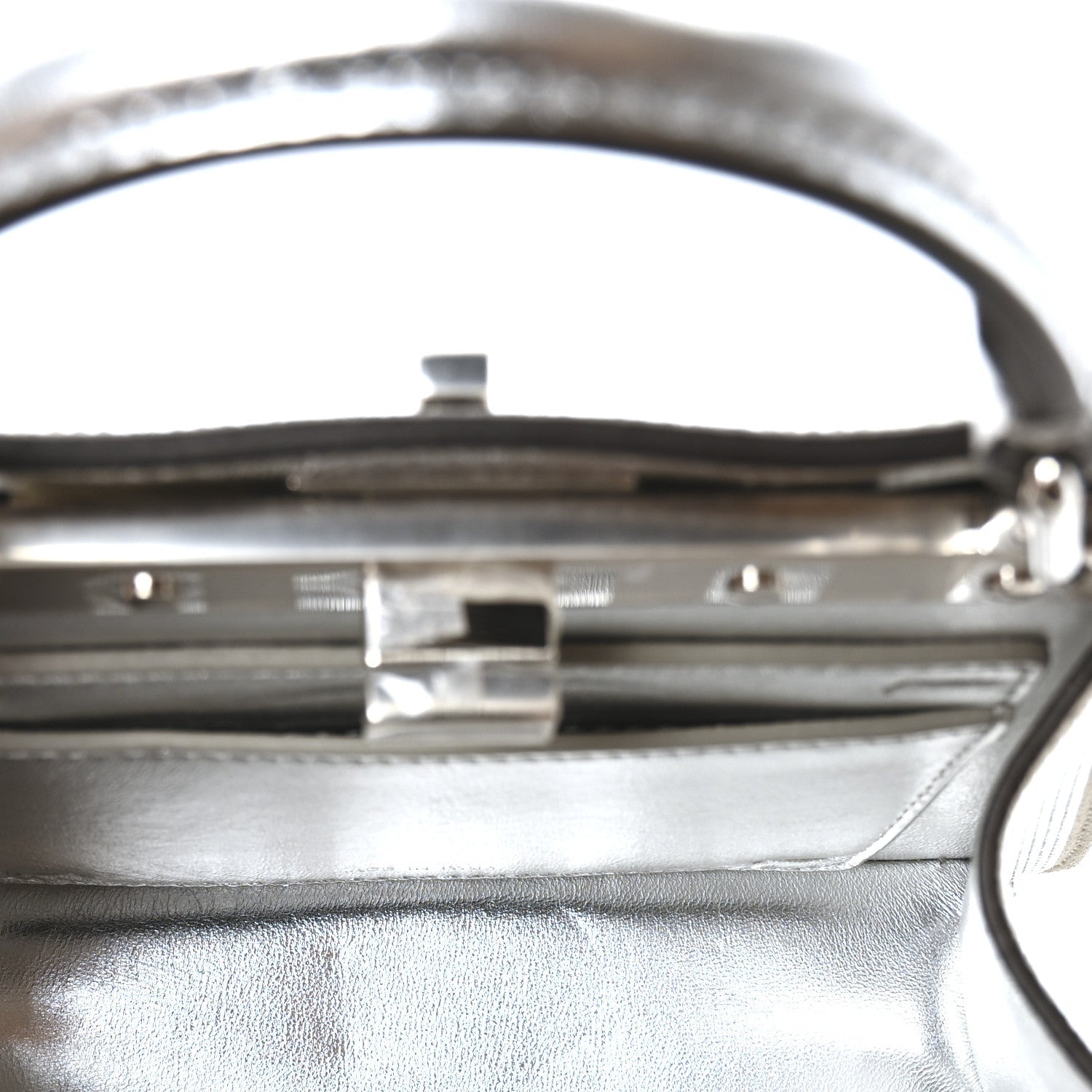 Fendi Crystal Vitello Laminato FF Petite Peekaboo I SEE U Satchel Crystal Argento