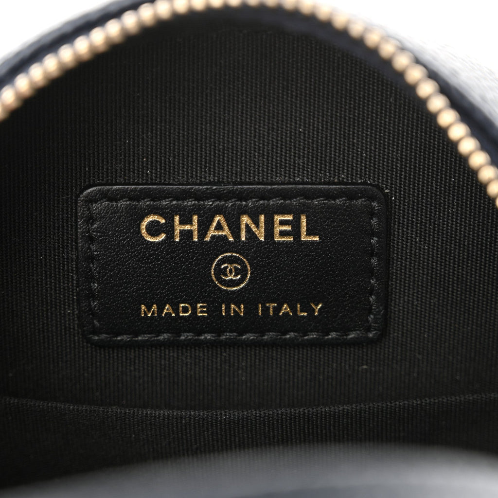 Chanel Caviar Quilted Round Filigree Crossbody Navy Black