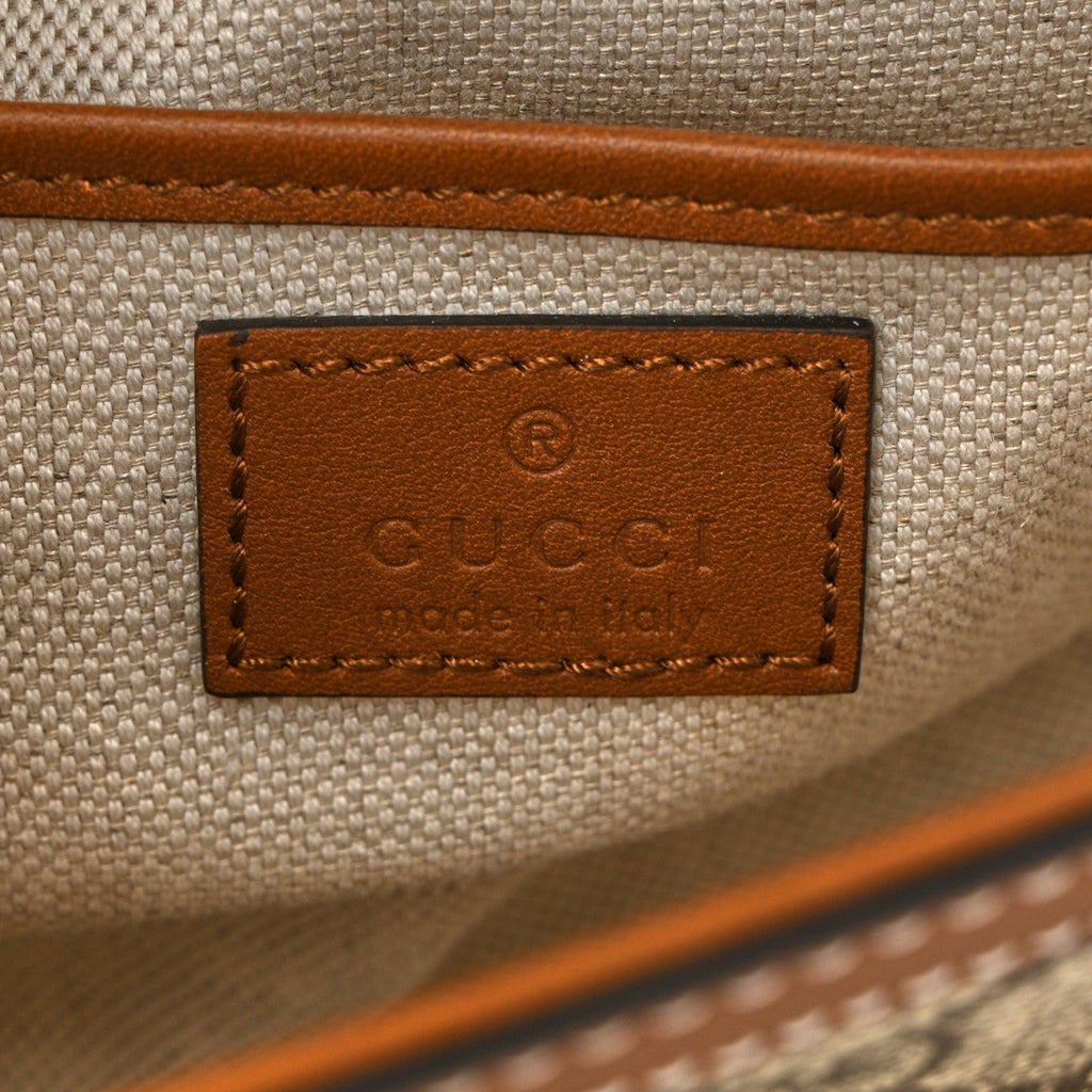 Gucci GG Supreme Monogram Horsebit 1955 Soft Small Shoulder Bag Beige Brown