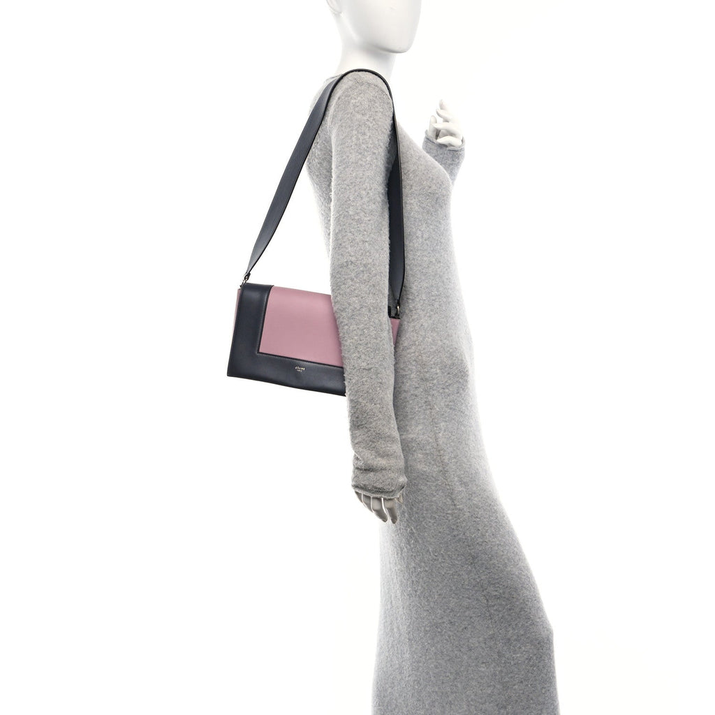 Celine Shiny Smooth Calfskin Medium Frame Shoulder Bag Liquorice Antique Rose