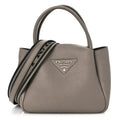 Prada Vitello Daino Soft Small Zippered Top Handle Bag Ninfea