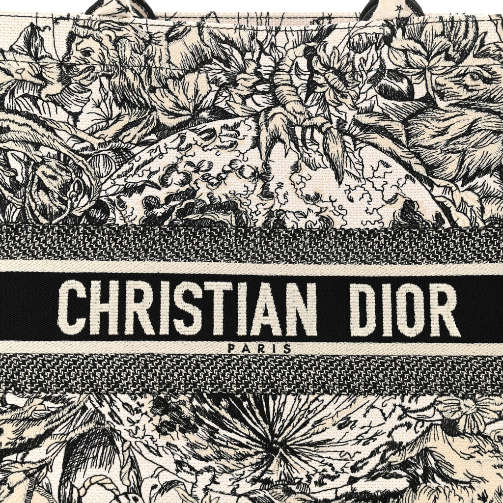 Christian Dior Canvas Embroidered Large Zodiac Book Tote Latte Multicolor
