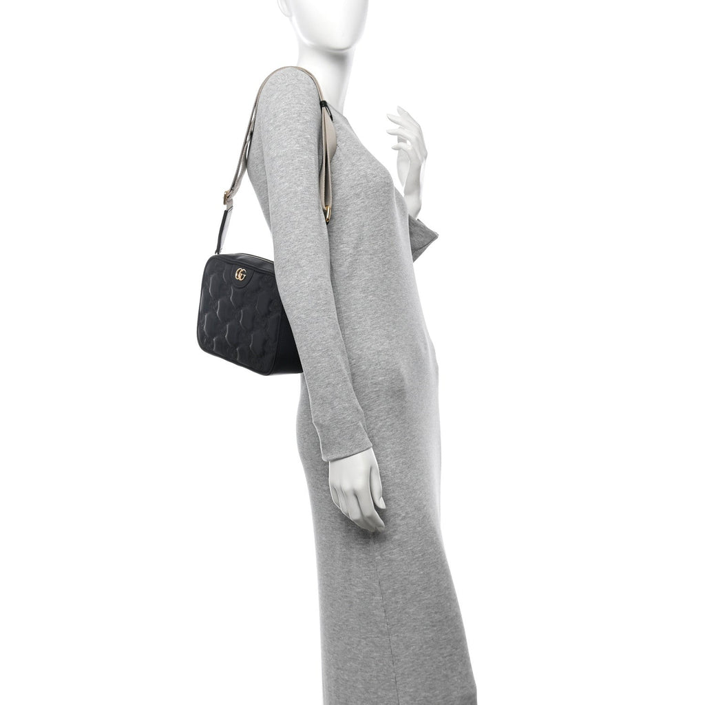 Gucci Calfskin GG Matelasse Shoulder Bag Black Natural