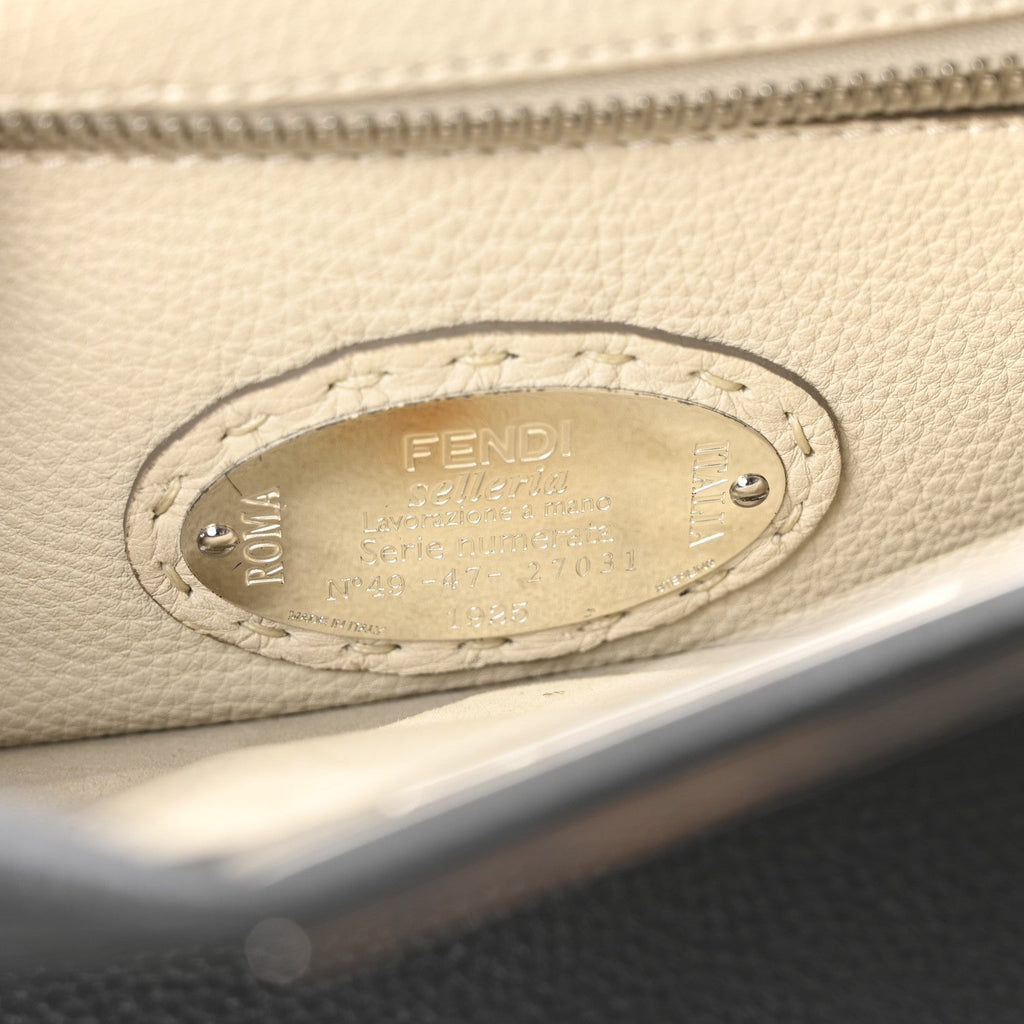 Fendi Cuoio Romano Selleria Bi-Color Medium Peekaboo Iconic Satchel Asfalto Latte