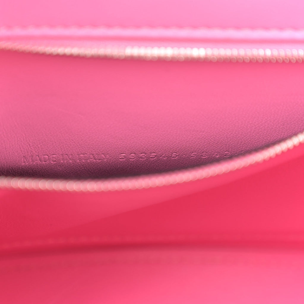 Balenciaga Shiny Calfskin Crocodile Embossed Small Hourglass Top Handle Bag Baby Pink