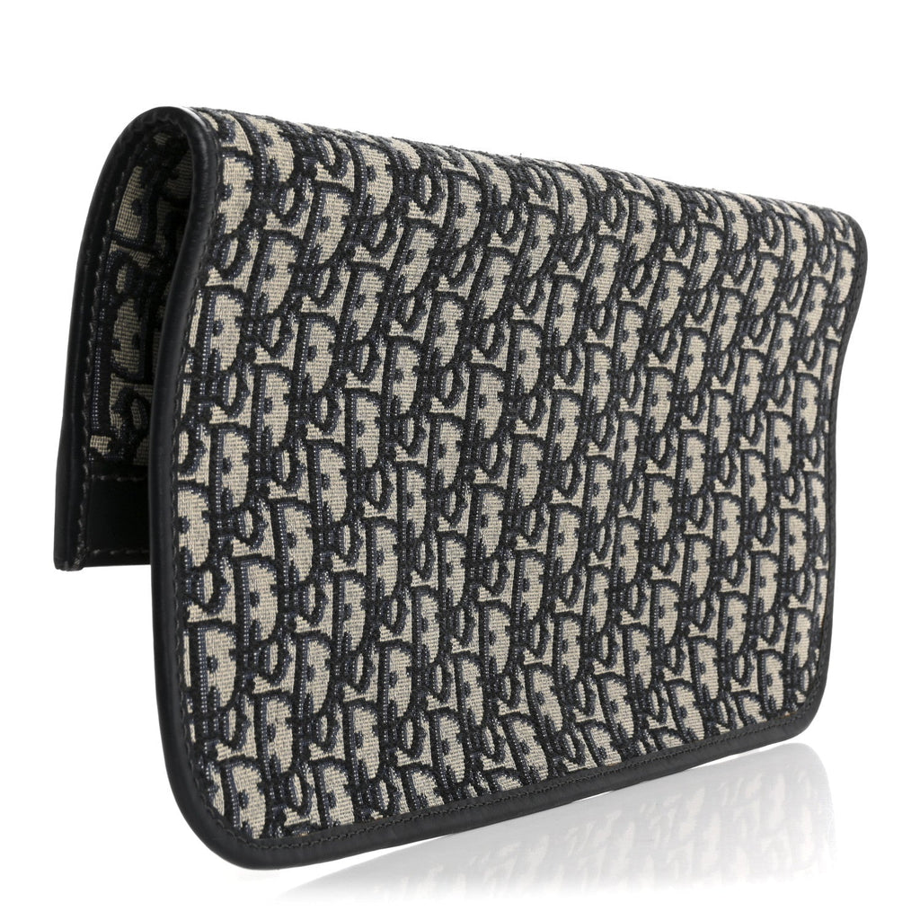 Christian Dior Oblique Fold Over Clutch Blue