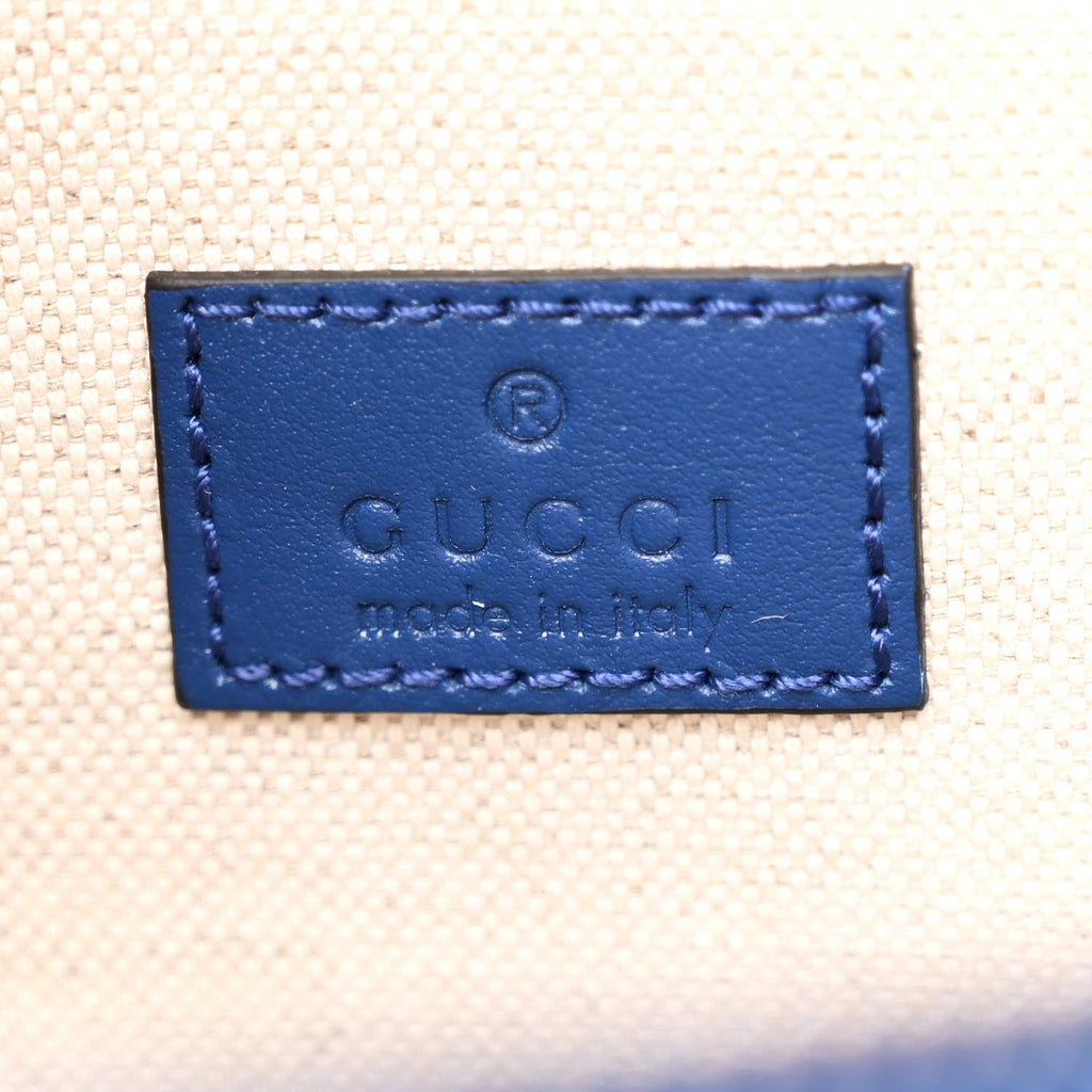 Gucci Calfskin GG Tennis Embossed Pocket Belt Bag Metal Blue