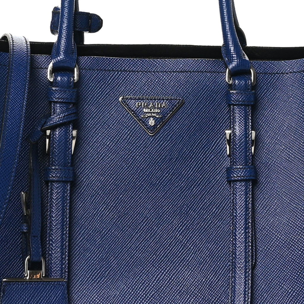 Prada Saffiano Cuir Medium Double Handle Tote Baltico