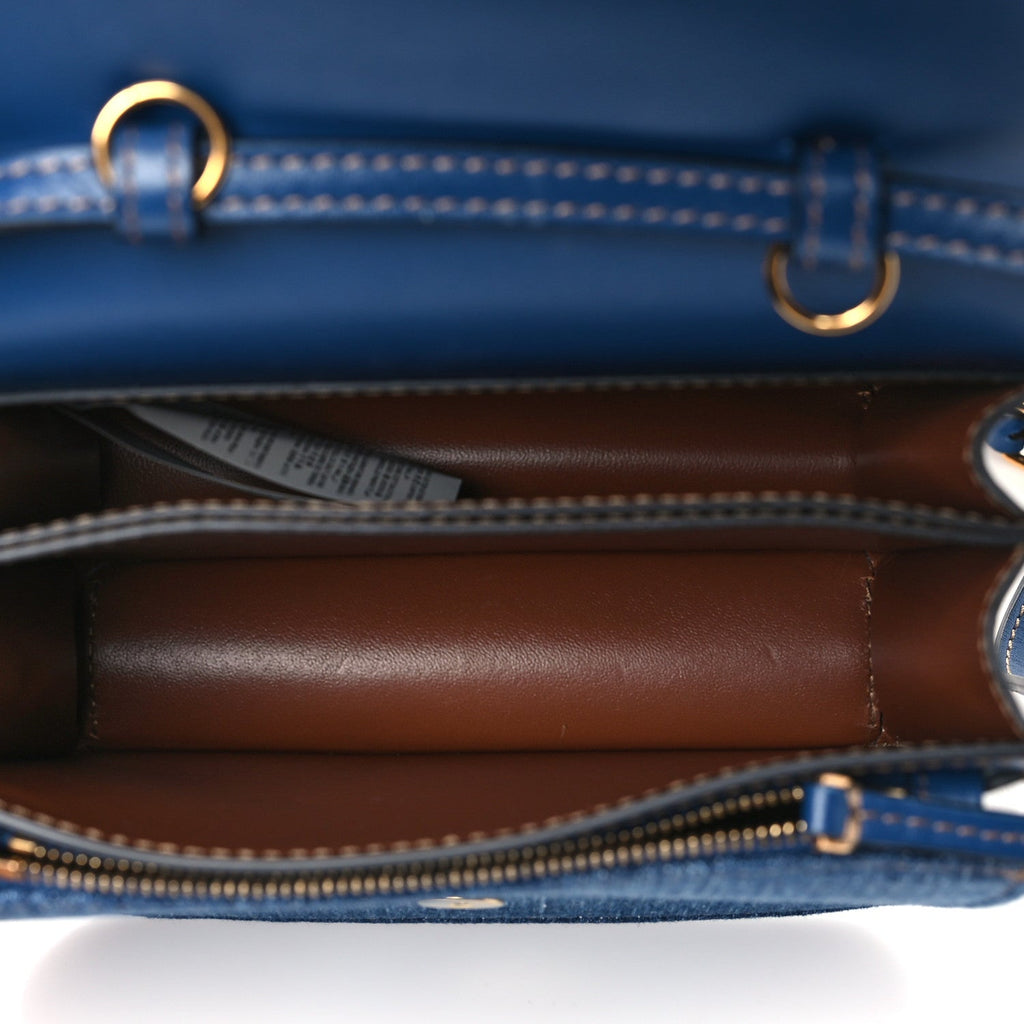 Versace Denim La Medusa Chain Shoulder Bag Navy Blue