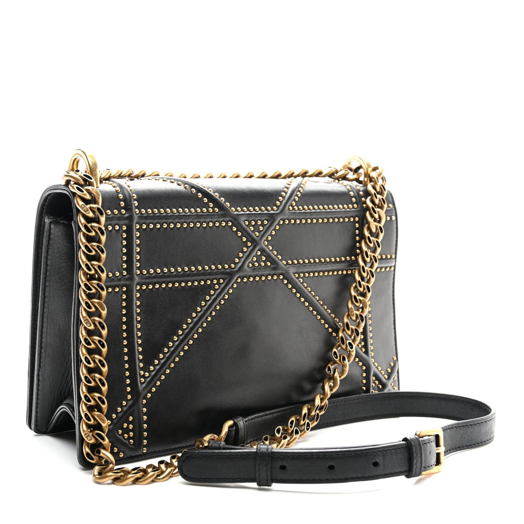Christian Dior Lambskin Studded Medium Diorama Flap Bag Black