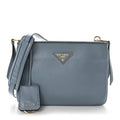 Prada Vitello Phenix Double Zip Crossbody Bag Light Blue