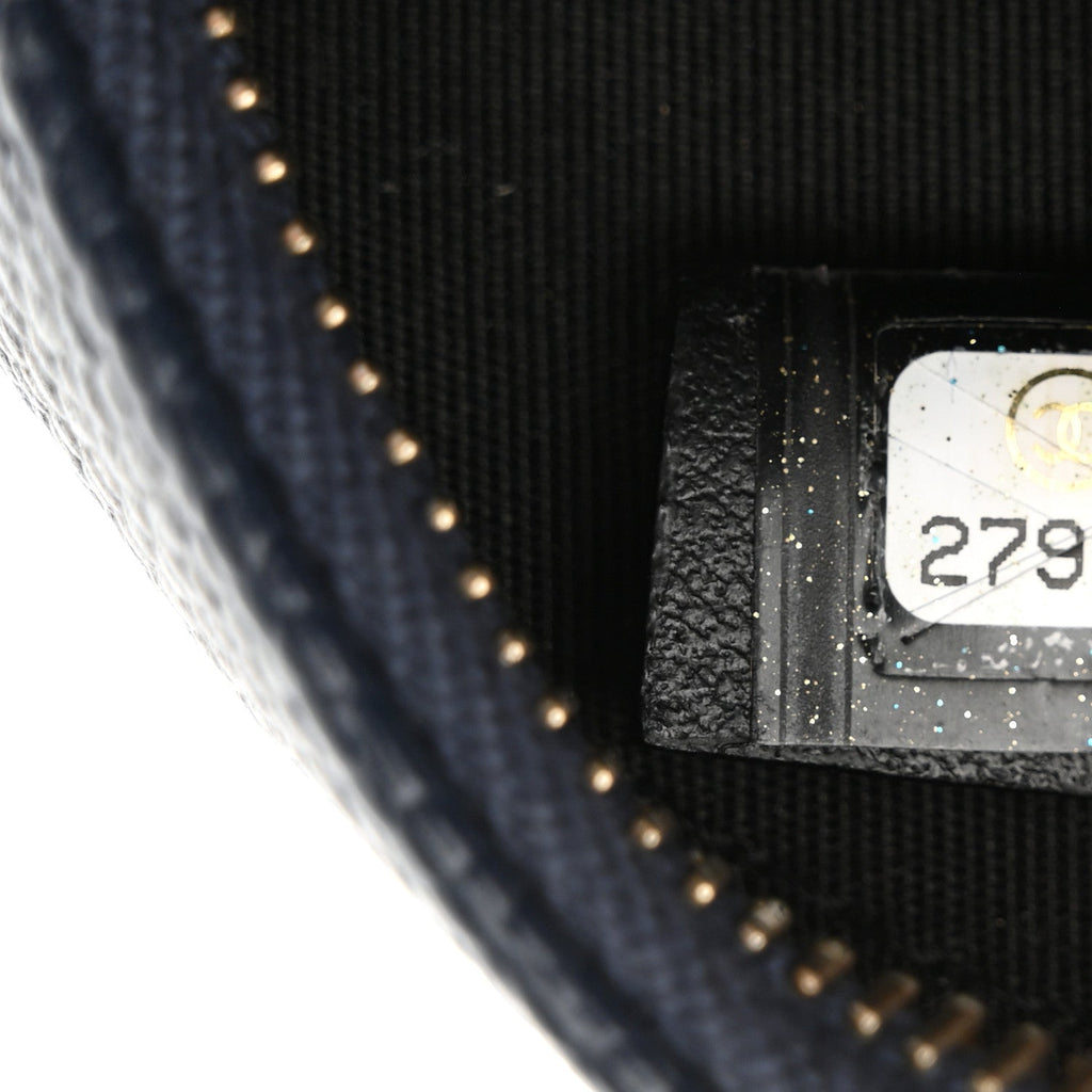 Chanel Caviar Quilted Round Filigree Crossbody Navy Black