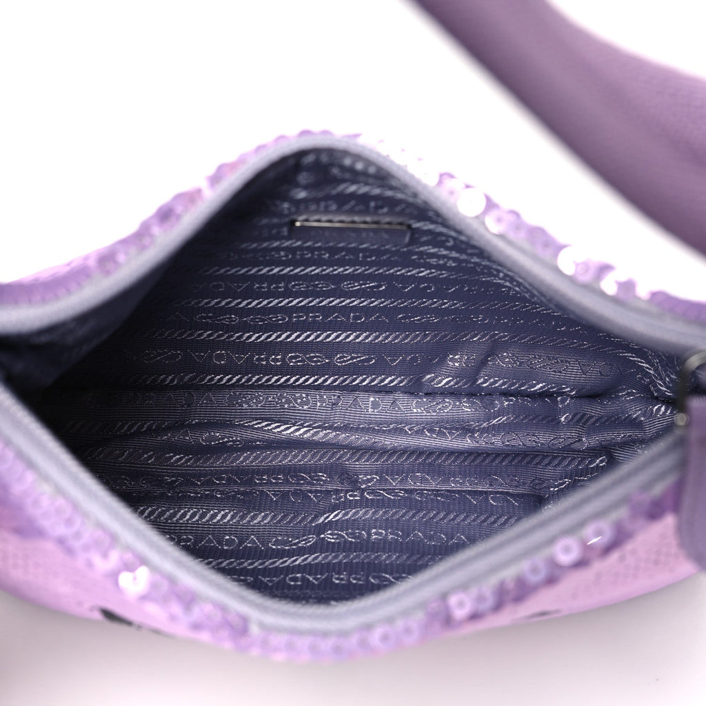 Prada Paillettes Sequin Mini Re-Edition 2000 Bag Lilium Black