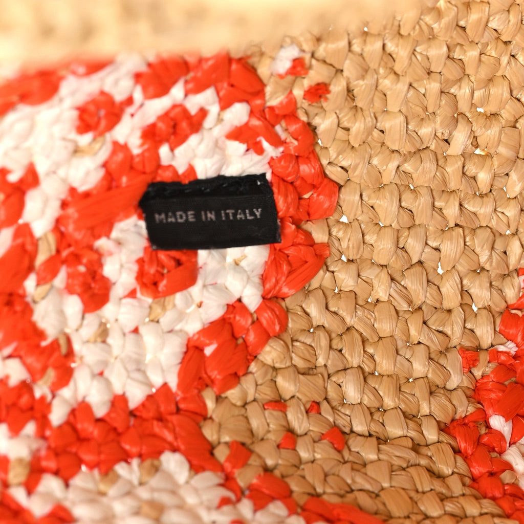 Prada Raffia Floral Small Logo Tote Naturale Arancio Naturale Arancio