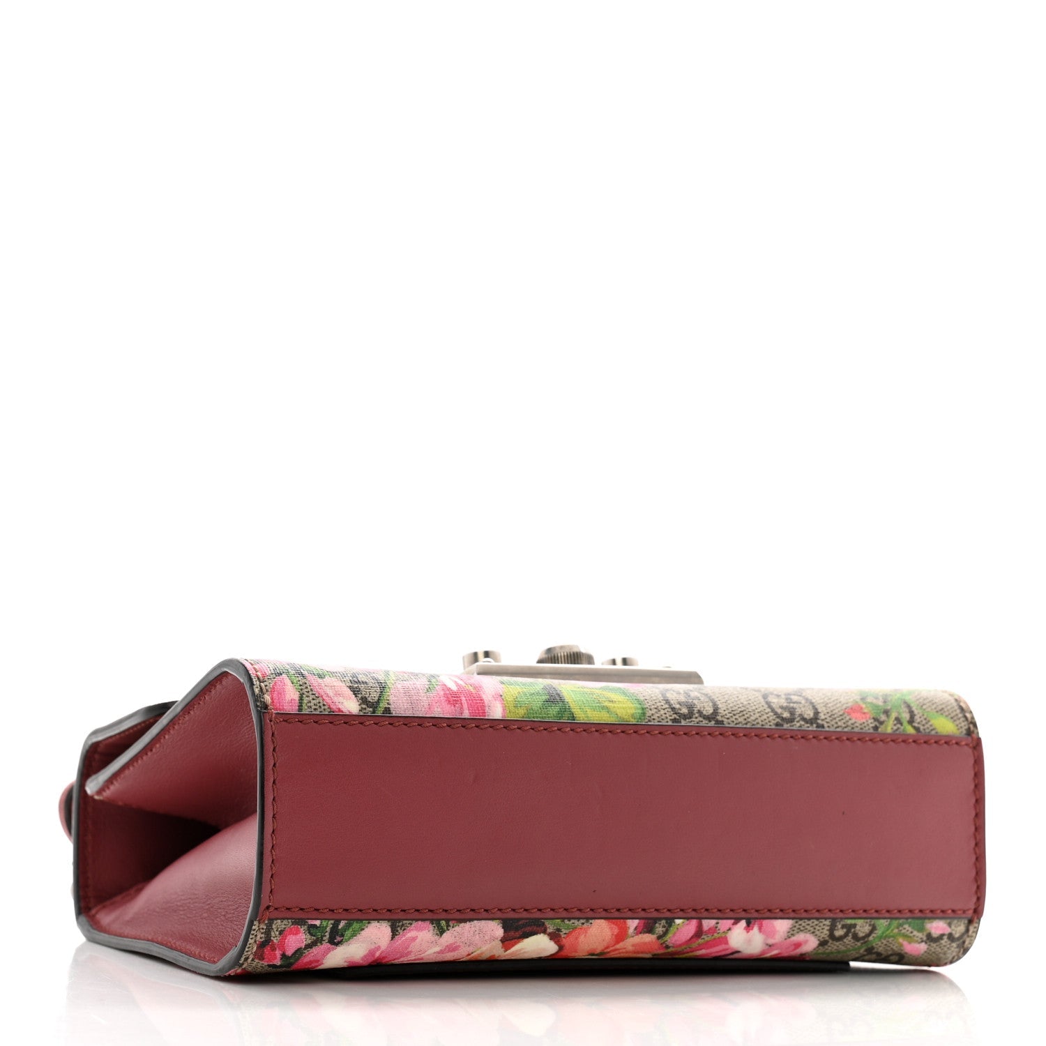 Gucci GG Supreme Monogram Blooms Small PadLock Shoulder Bag Beige Multicolor Dry Rose