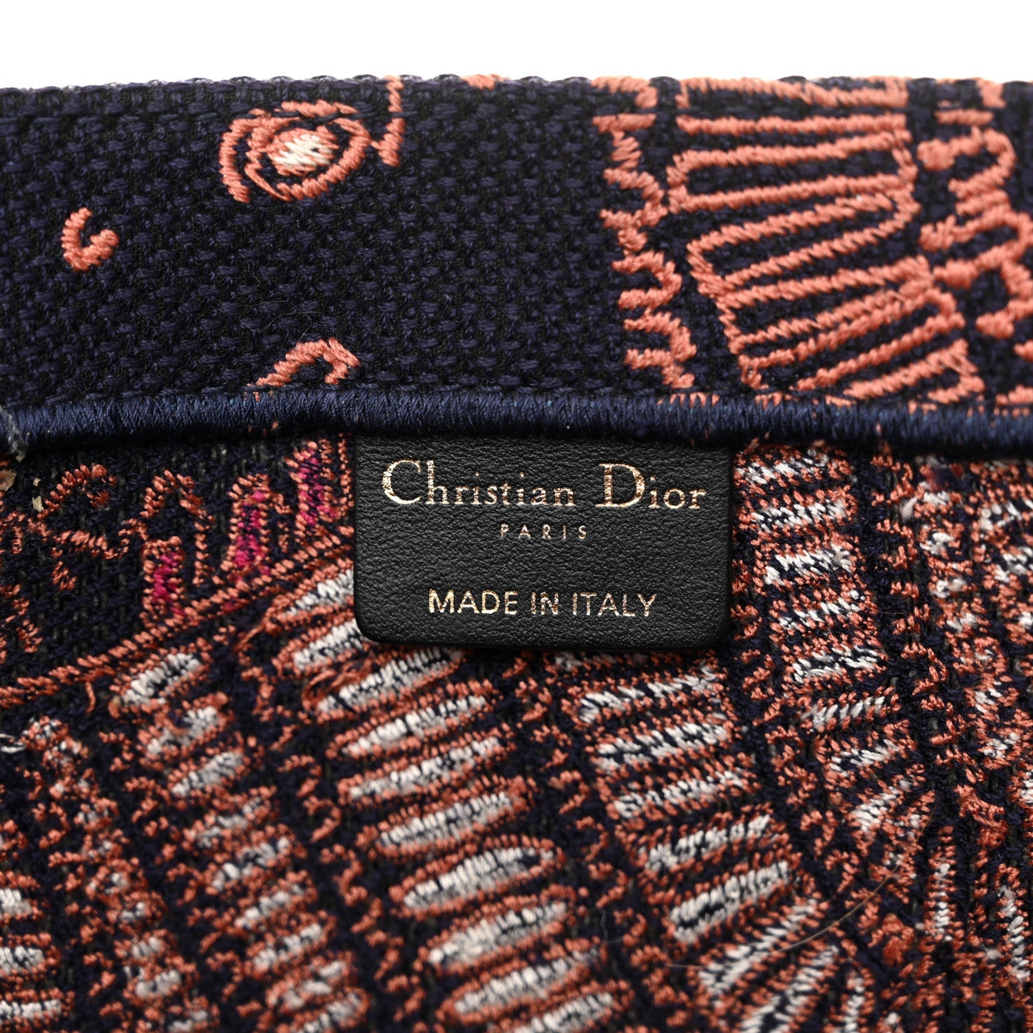 Christian Dior Canvas Embroidered Dior Animals Tiger Book Tote Deep Blue Fuchsia