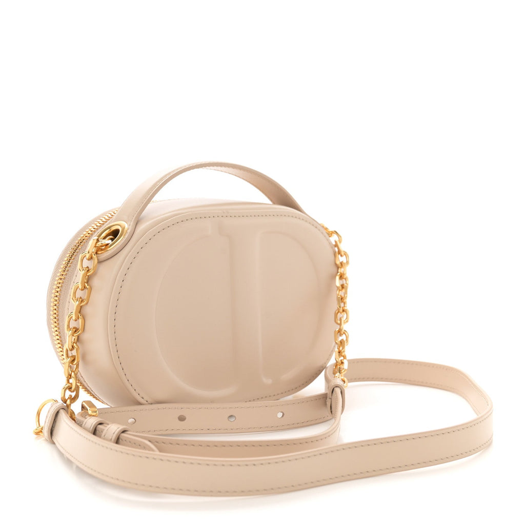 Christian Dior Calfskin CD Signature Oval Crossbody Camera Bag Caramel Beige