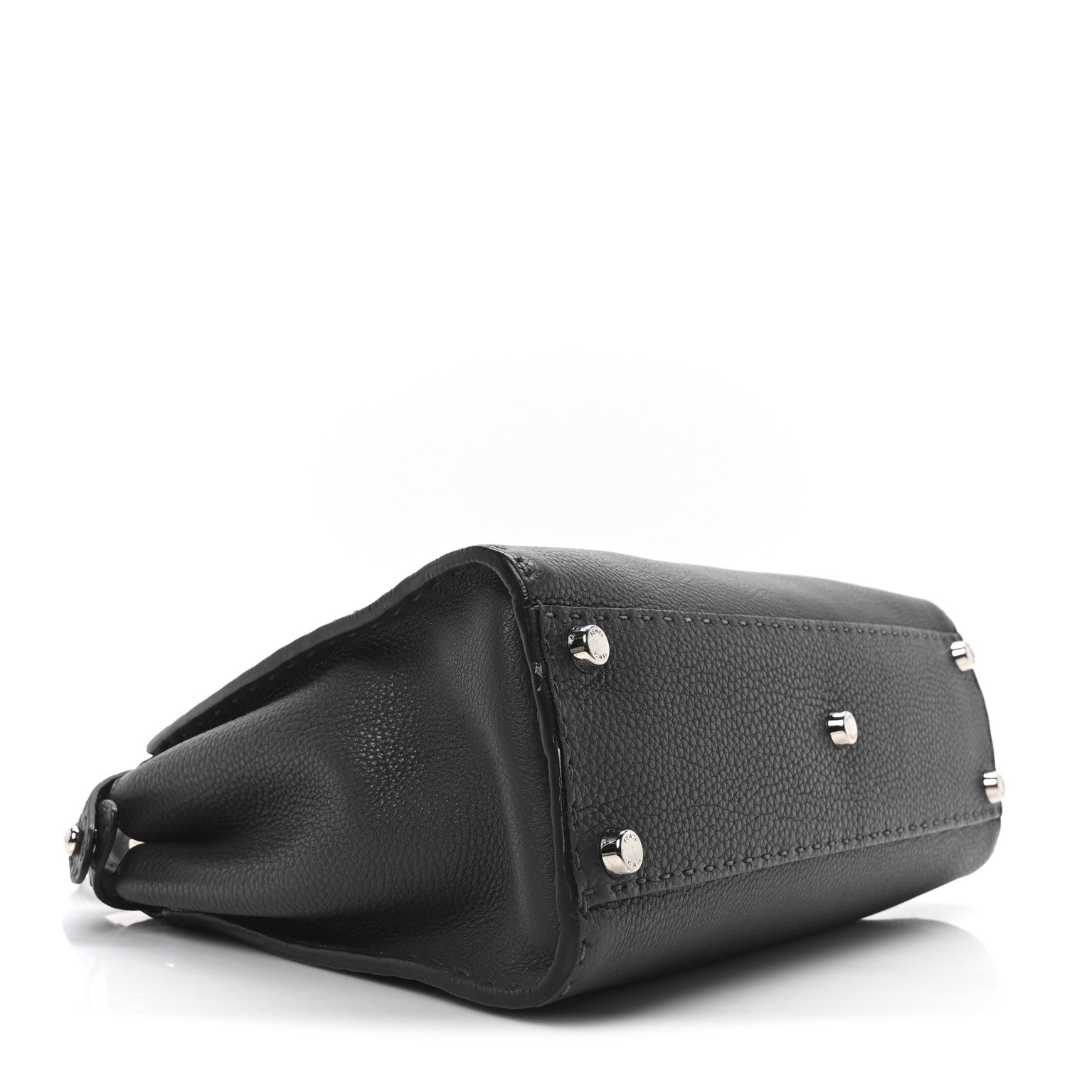 Fendi Cuoio Romano Selleria Bi-Color Medium Peekaboo Iconic Satchel Asfalto Latte