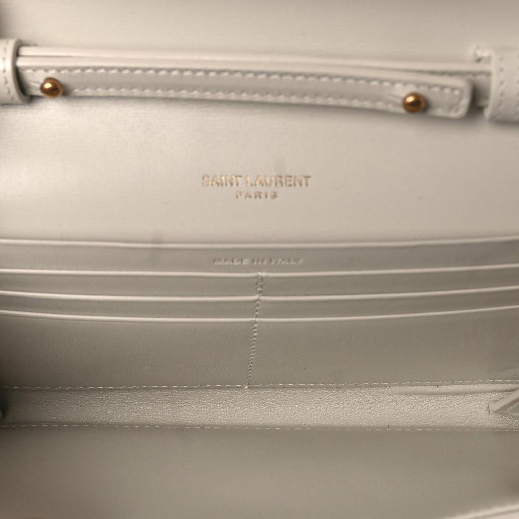 Saint Laurent Smooth Calfskin Le Maillon Chain Wallet Crema Soft