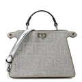 Fendi Crystal Vitello Laminato FF Petite Peekaboo I SEE U Satchel Crystal Argento