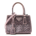 Prada Satin Crystal Mini Galleria Double Zip Tote Alabastro