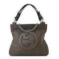 Gucci Sakai Be Green Calfskin Diagonal Stitched Small Blondie Tote Craclet Brown