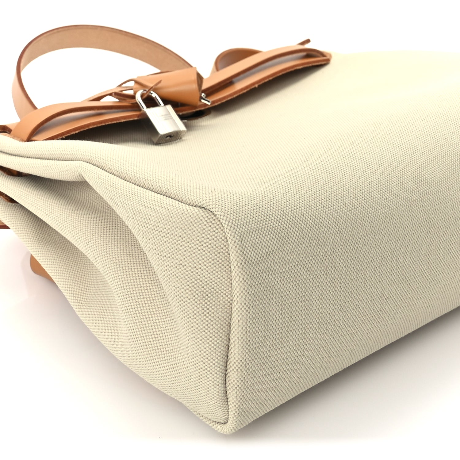 Hermes Military Toile Vache Hunter Herbag Zip Retourne 31 PM Beton Naturel
