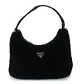 Prada Shearling Mini Re-Edition 2000 Bag  Black