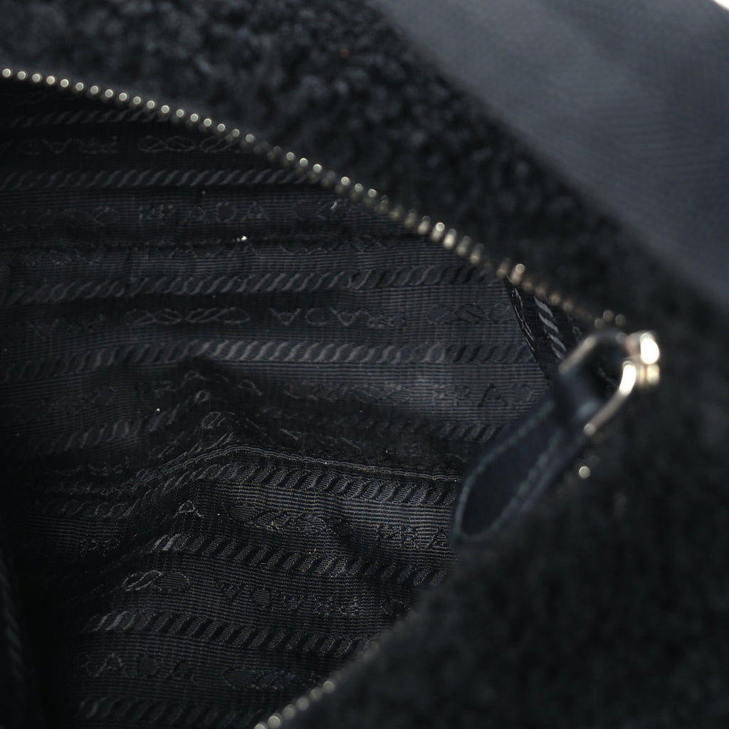 Prada Shearling Mini Re-Edition 2000 Bag  Black
