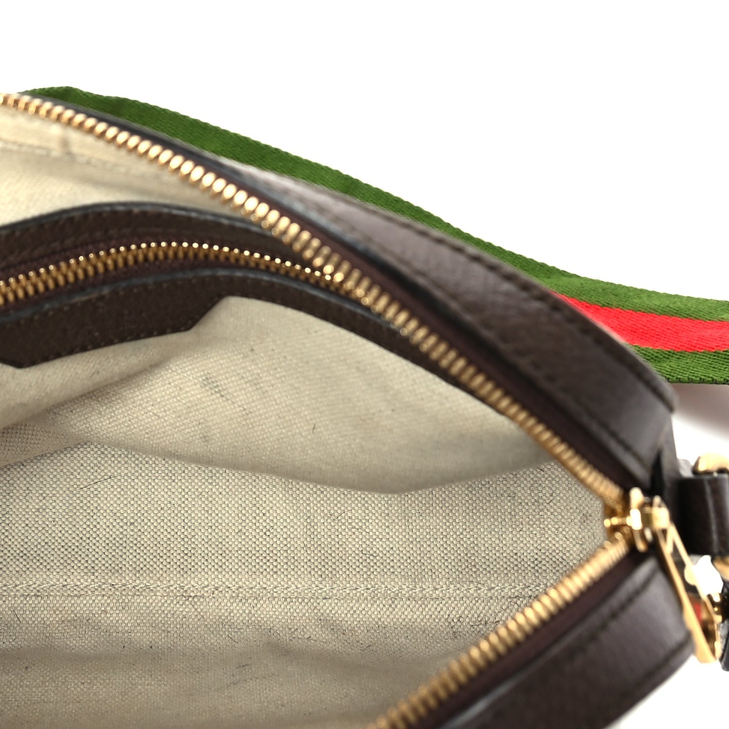 Gucci Monogram Jumbo GG Textured Dollar Calfskin Web Messenger Shoulder Bag Camel Ebony New Acero