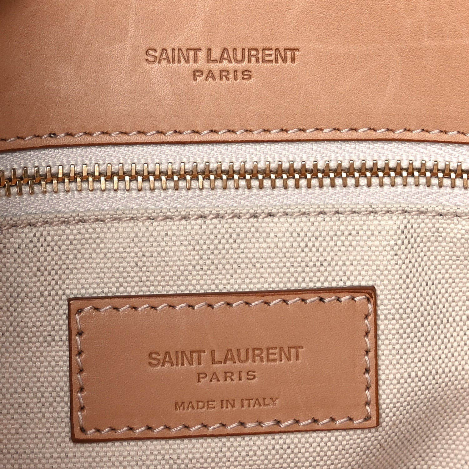 Saint Laurent Cotton Canvas Vintage Calfskin Monogram Medium Niki Chain Satchel  Cream Tan