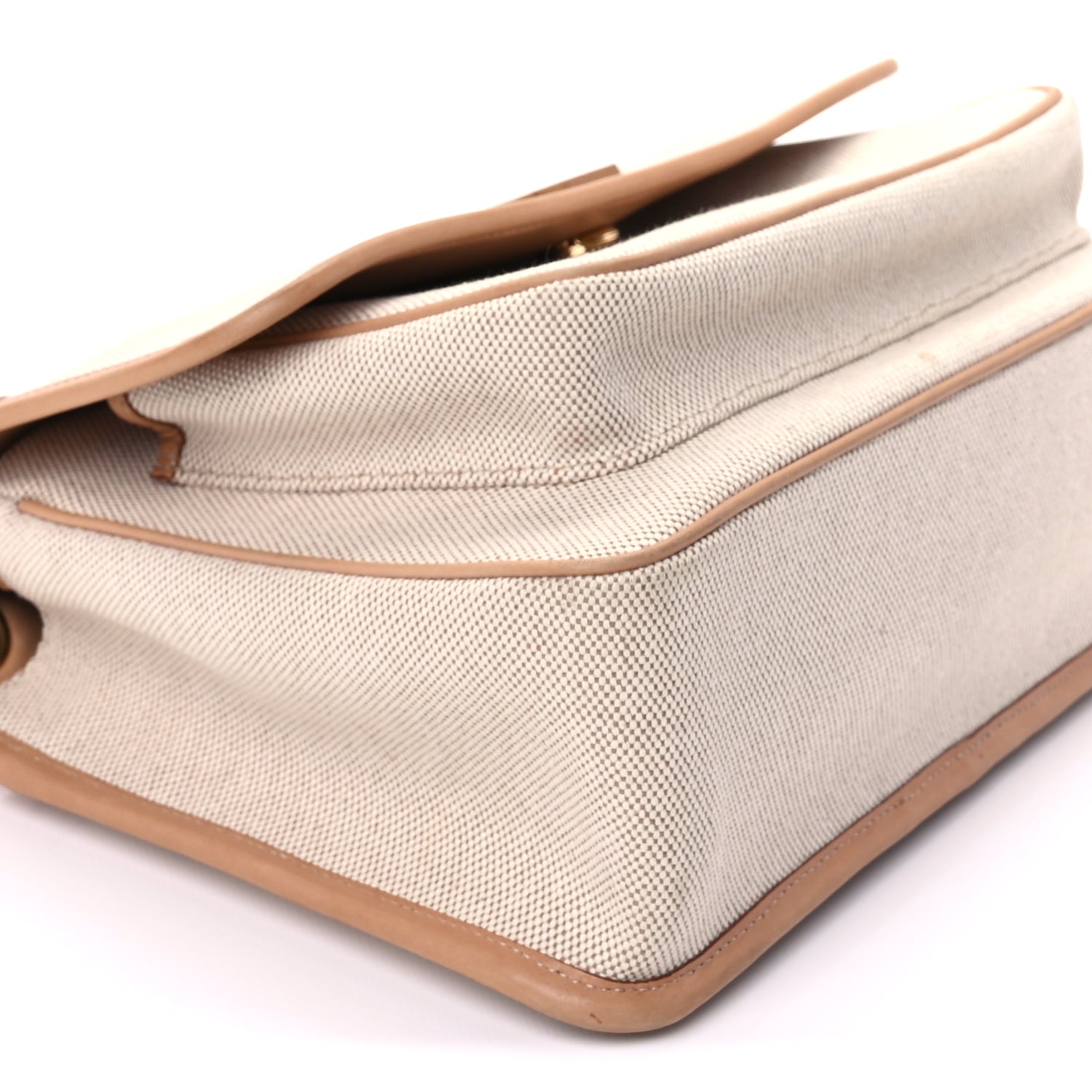 Saint Laurent Cotton Canvas Vintage Calfskin Monogram Medium Niki Chain Satchel  Cream Tan