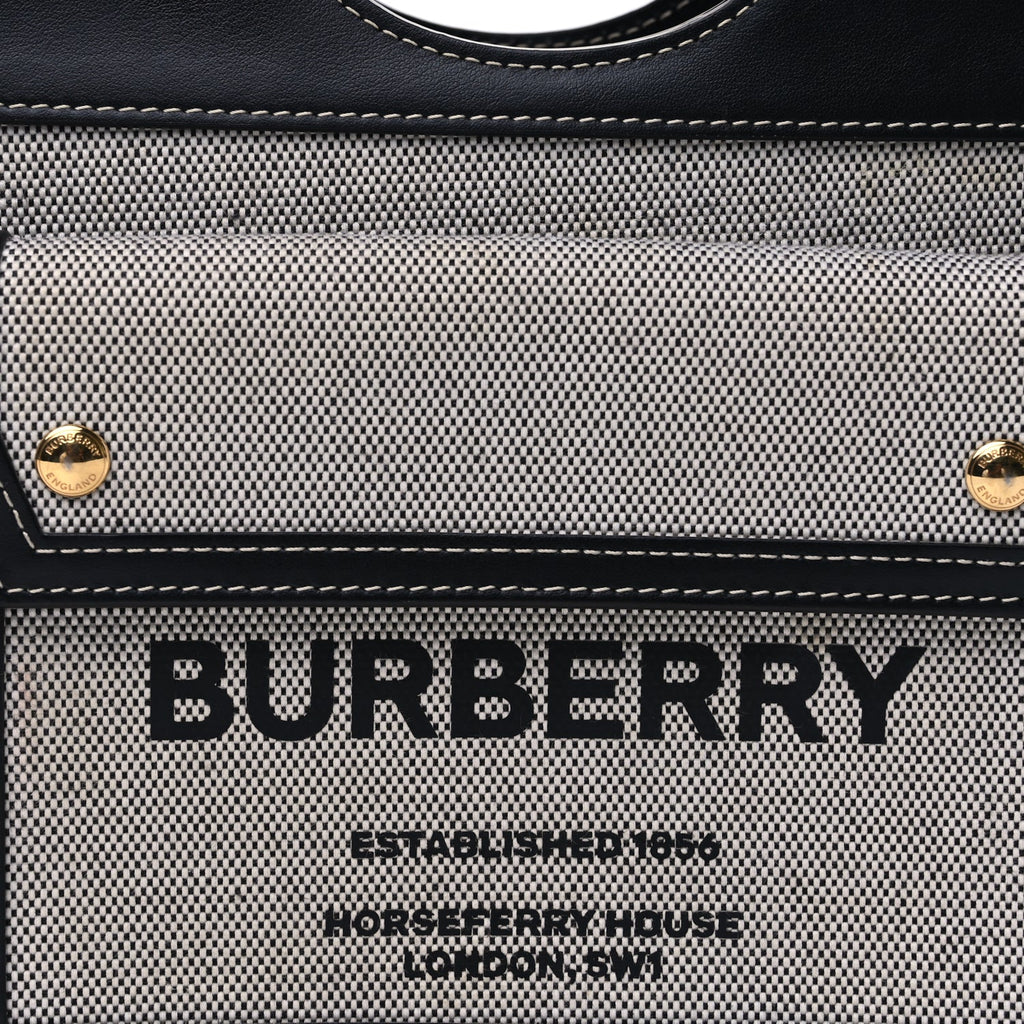 Burberry Smooth Calfskin Canvas Two Tone Mini Pocket Bag Natural Malt Brown