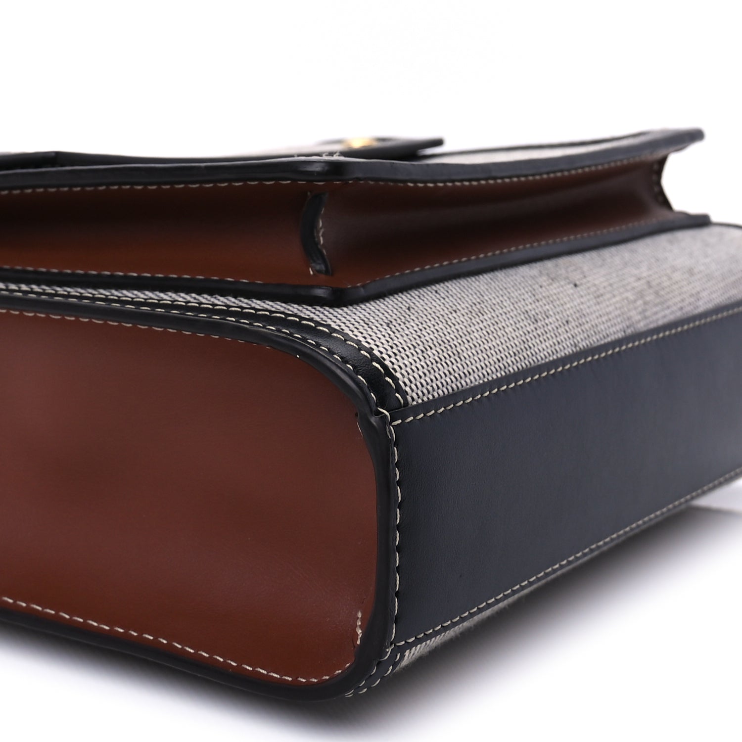 Burberry Smooth Calfskin Canvas Two Tone Mini Pocket Bag Natural Malt Brown