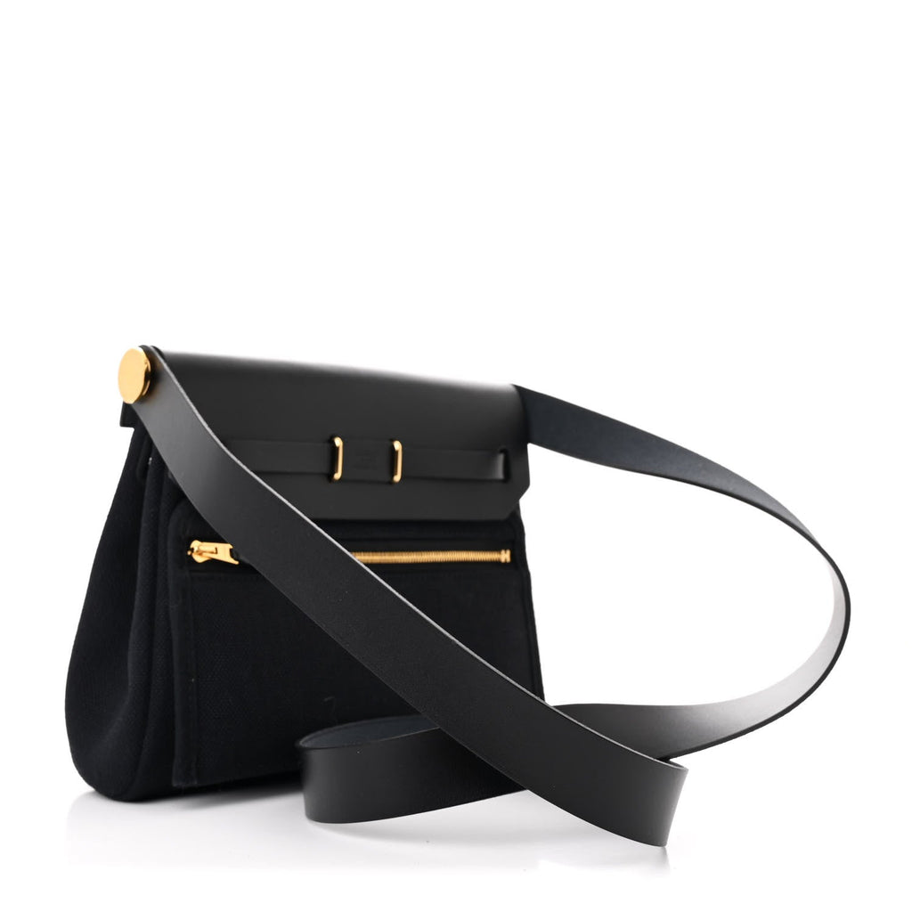 Hermes Military Toile Vache Hunter Herbag Zip Retourne 20 Black