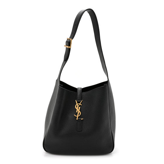 Saint Laurent Smooth Calfskin Small Le 5 A 7 Soft Hobo  Black