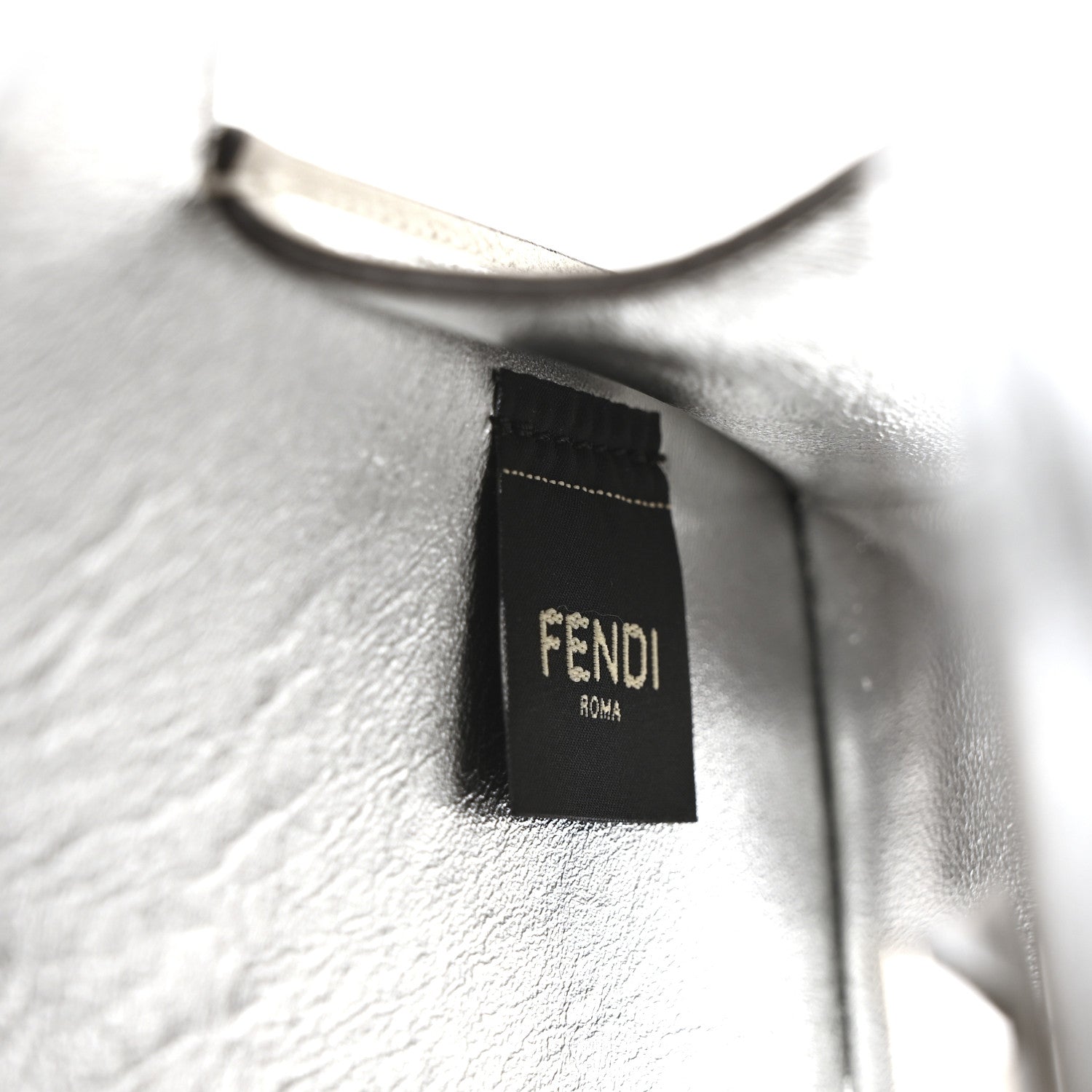 Fendi Crystal Vitello Laminato FF Petite Peekaboo I SEE U Satchel Crystal Argento