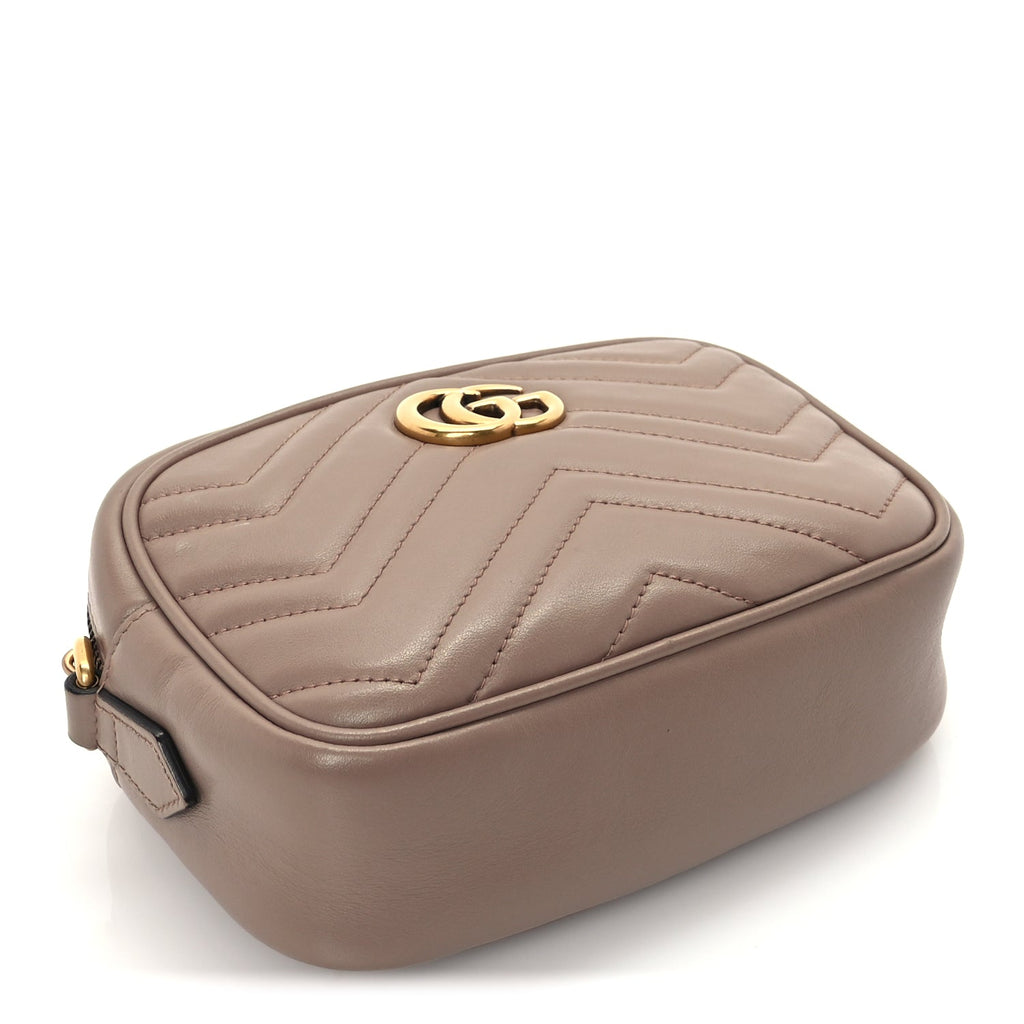 Gucci Calfskin Matelasse Mini GG Marmont Chain Shoulder Bag  Perfect Pink