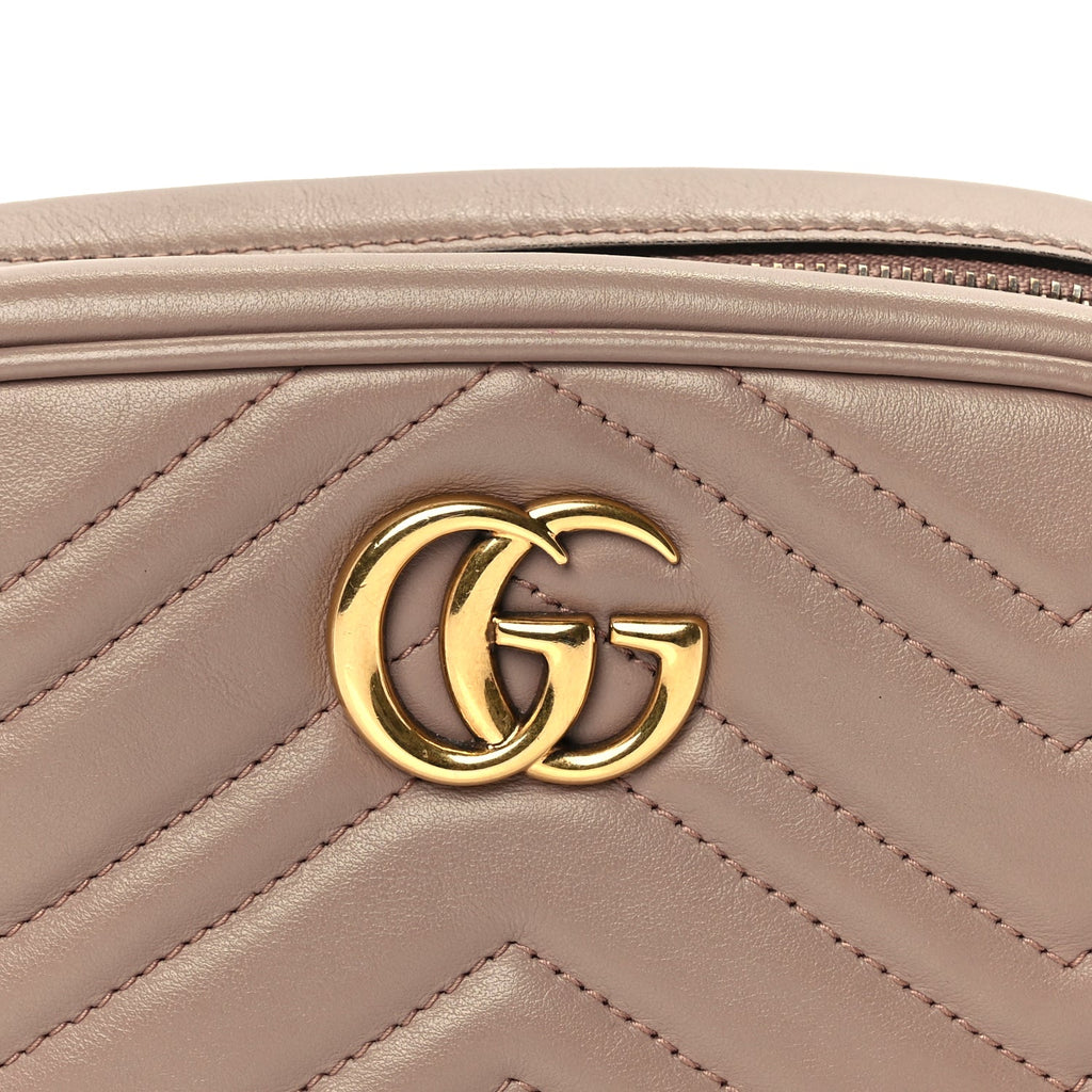 Gucci Calfskin Matelasse Mini GG Marmont Chain Shoulder Bag  Perfect Pink