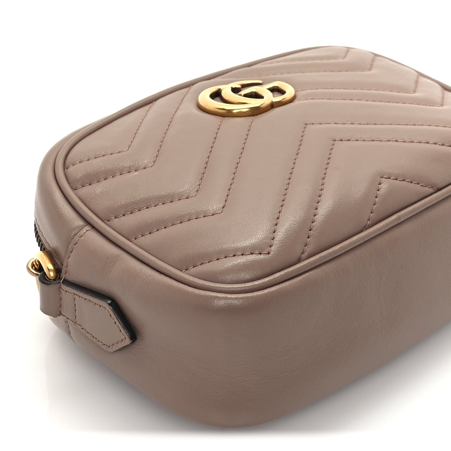 Gucci Calfskin Matelasse Mini GG Marmont Chain Shoulder Bag  Perfect Pink