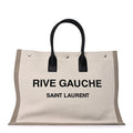 Saint Laurent Linen Calfskin Small Rive Gauche Tote  Greggio Natural
