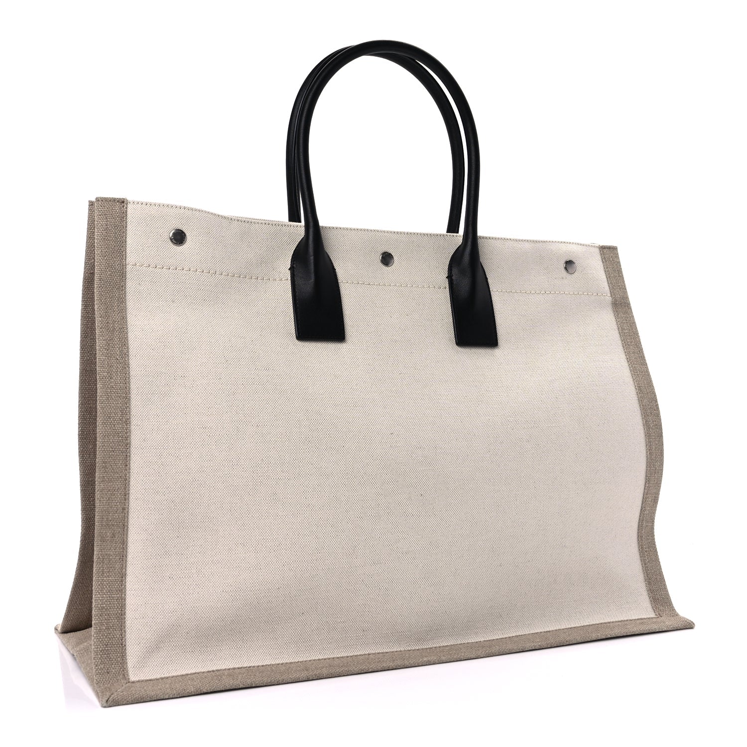 Saint Laurent Linen Calfskin Small Rive Gauche Tote  Greggio Natural