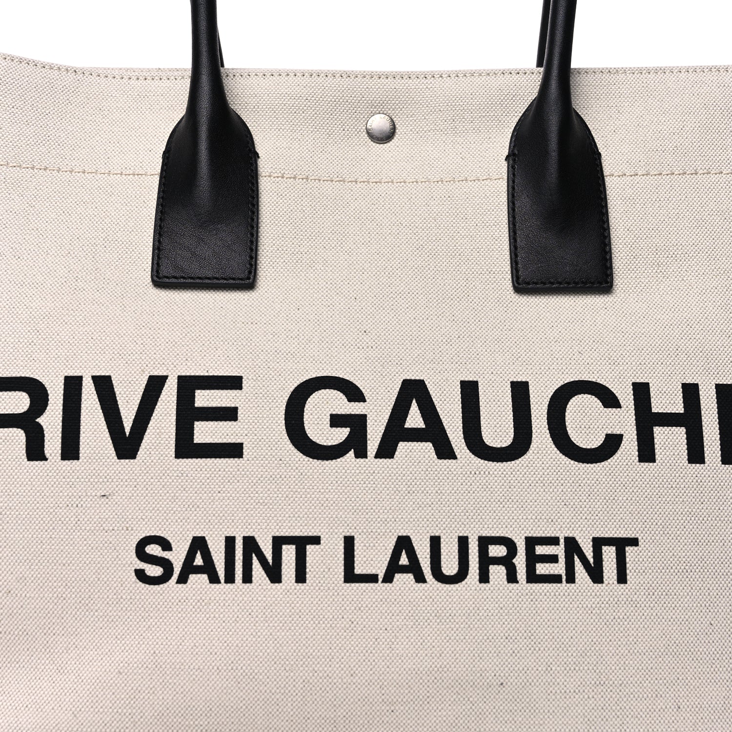 Saint Laurent Linen Calfskin Small Rive Gauche Tote  Greggio Natural