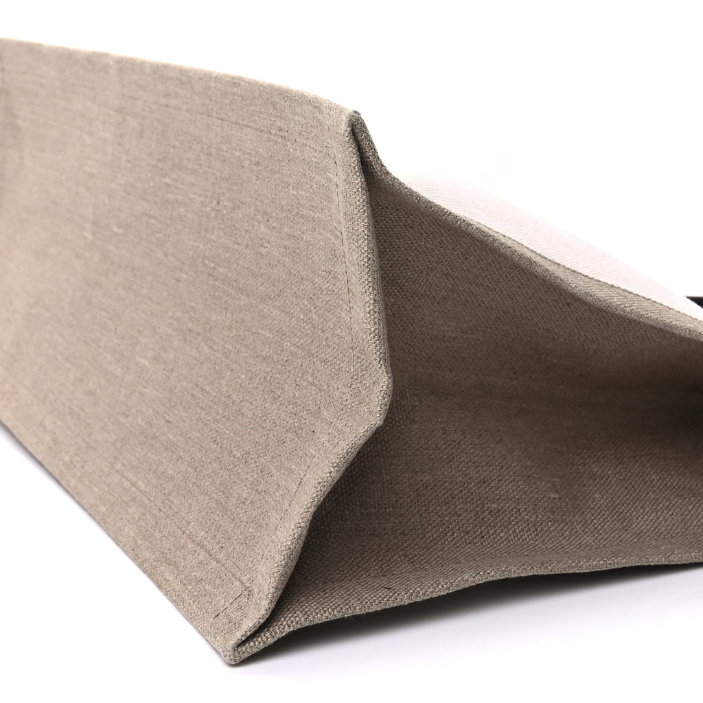 Saint Laurent Linen Calfskin Small Rive Gauche Tote  Greggio Natural