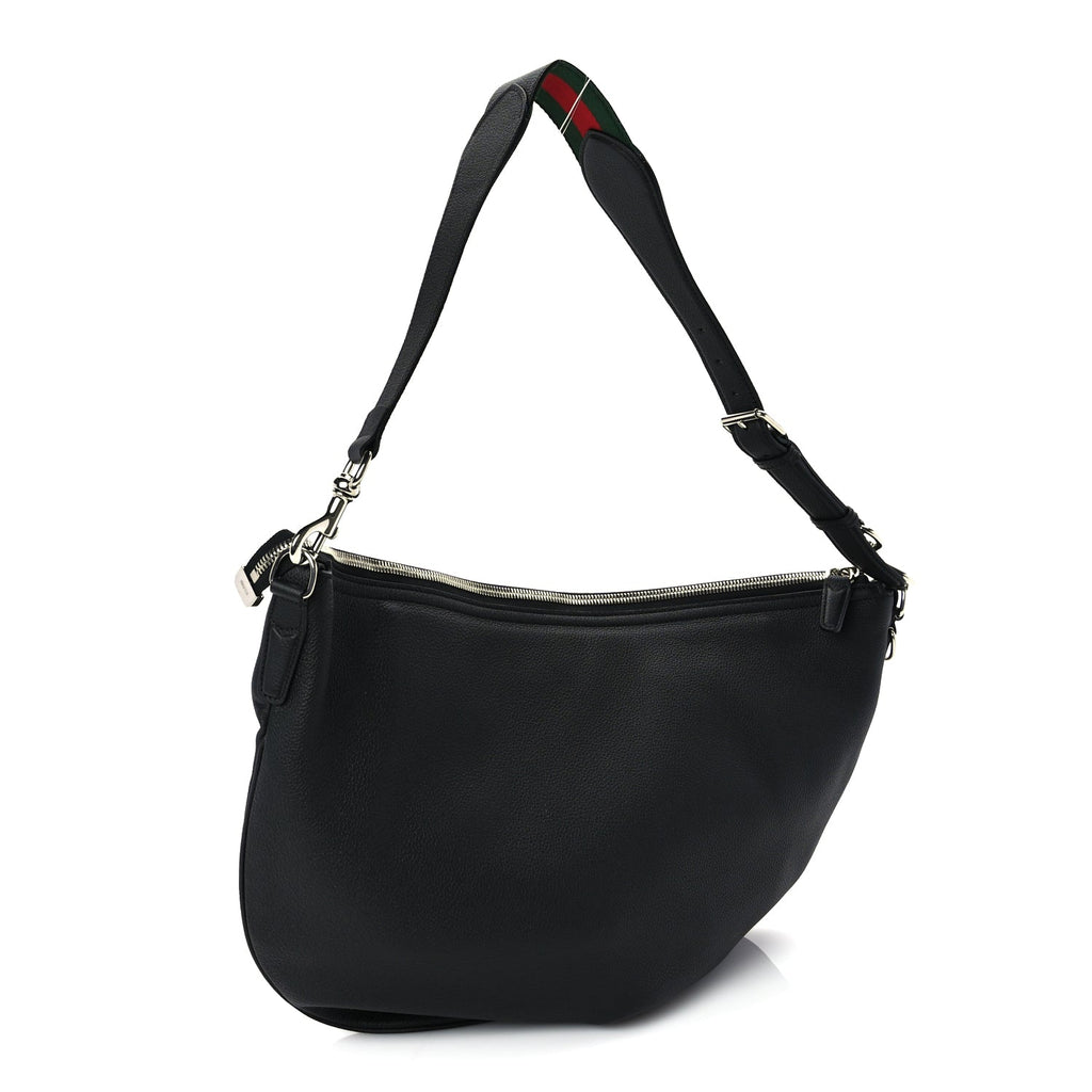 Gucci Grained Calfskin Large B Shoulder Bag Black