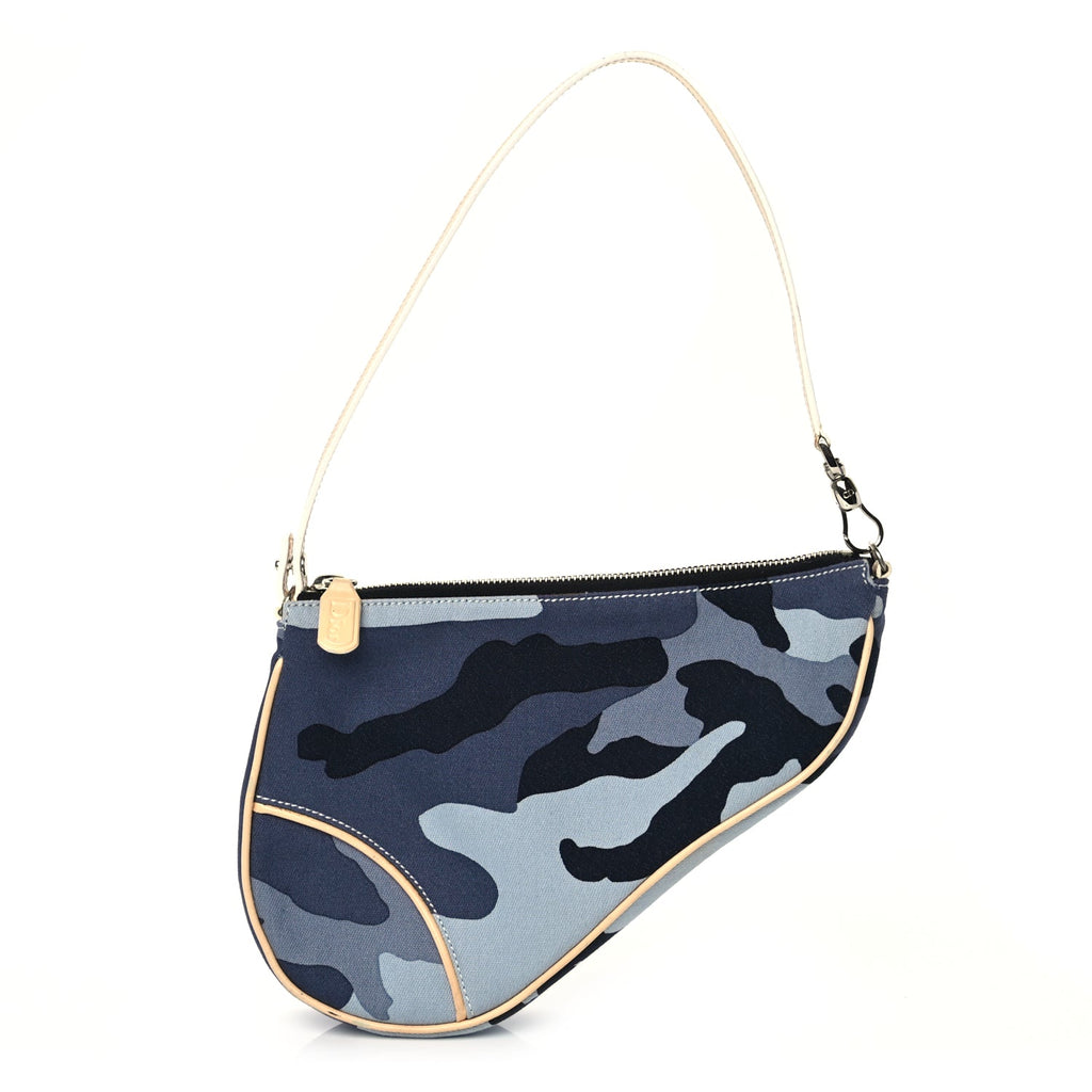 Christian Dior Canvas Camouflage Mini Saddle Pochette Blue