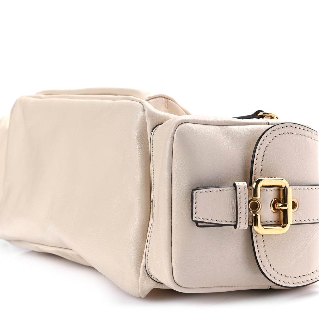 Chloe  Shiny Calfskin Medium Double Carry Camera Bag Sweet Beige