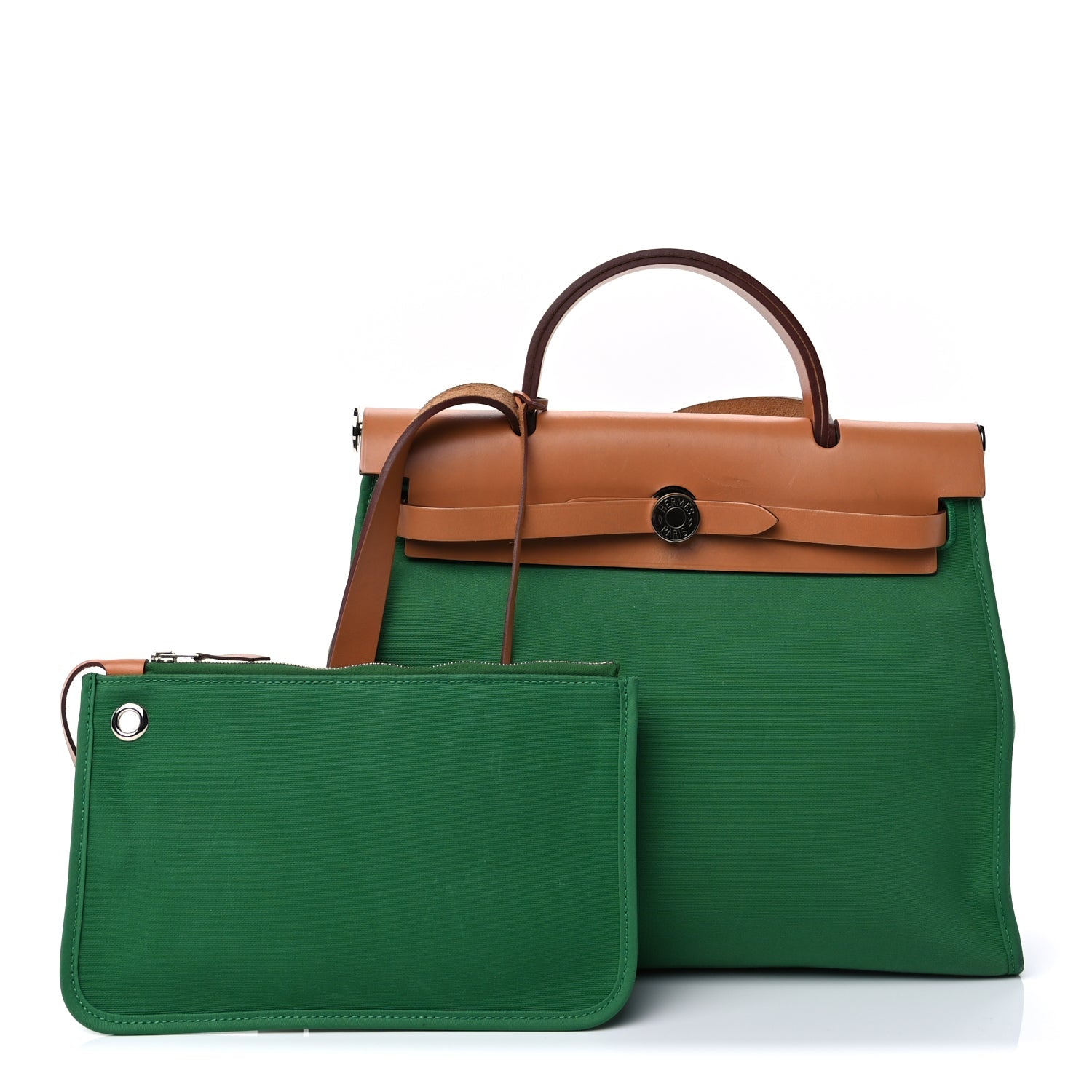 Hermes Vache Hunter Toile Herbag Zip 31 PM  Bambou Natural