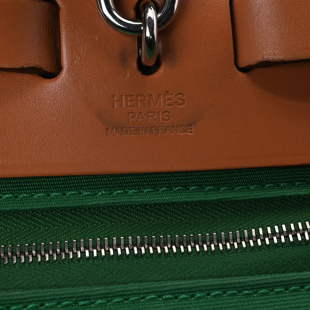 Hermes Vache Hunter Toile Herbag Zip 31 PM  Bambou Natural